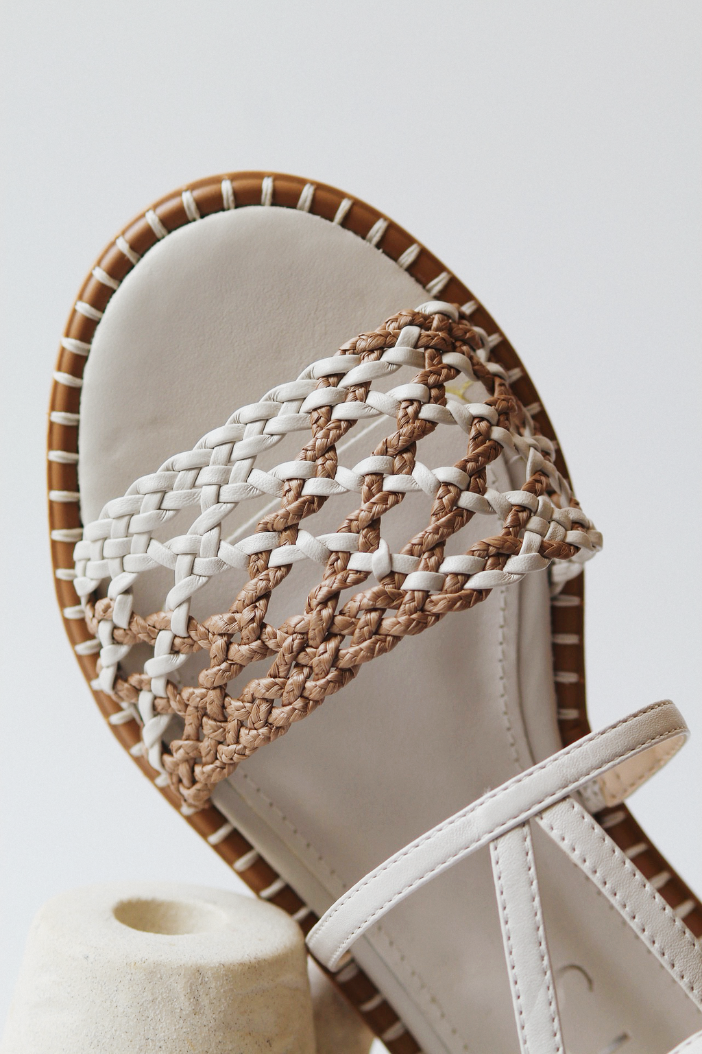 Isla sandal with braided detail and off-white raffia.