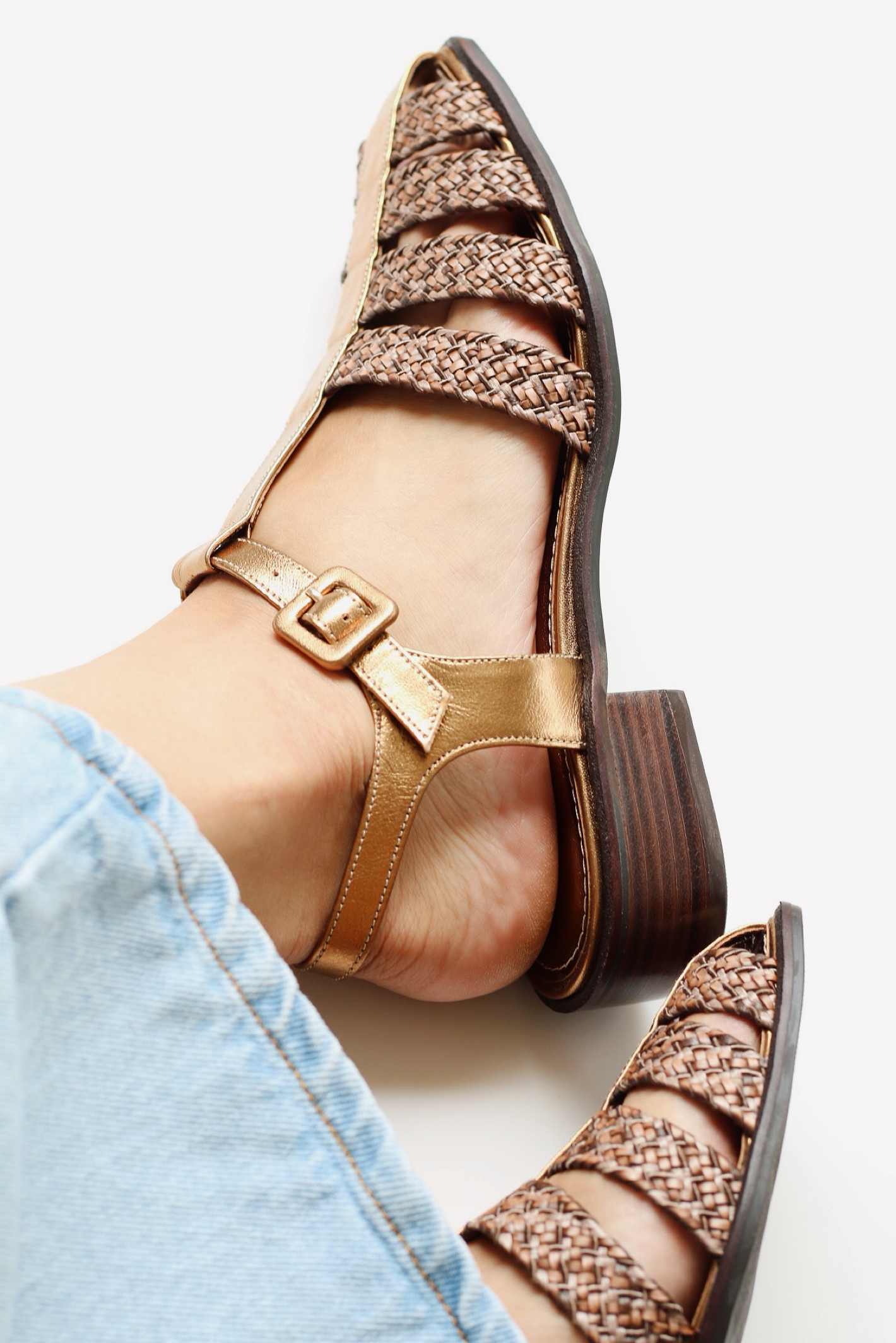 Fisherman Dalila leather and raffia