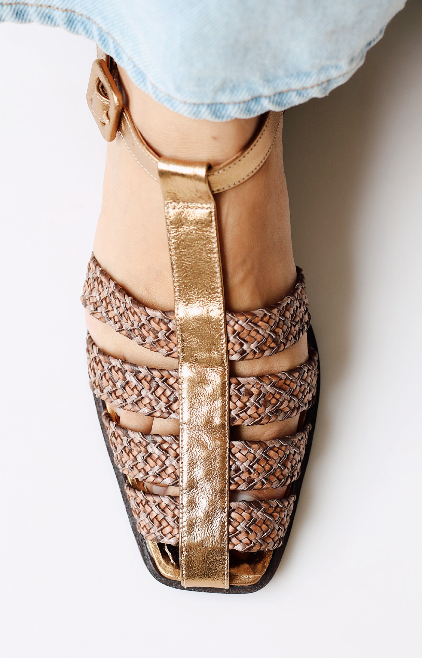 Fisherman Dalila leather and raffia