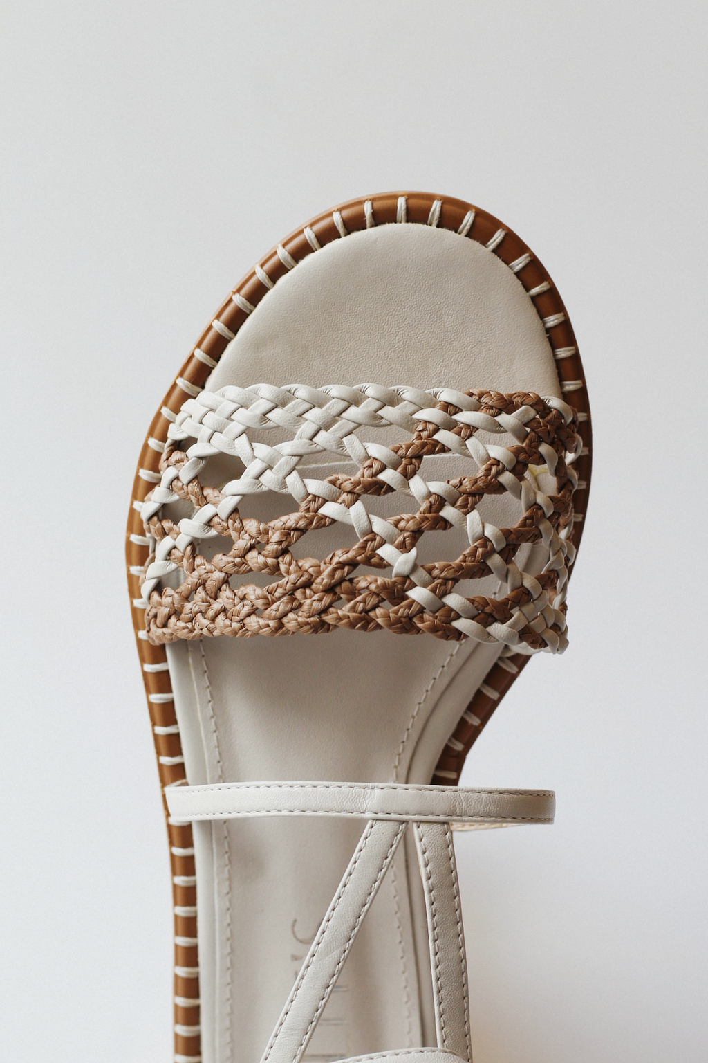 Isla sandal with braided detail and off-white raffia.