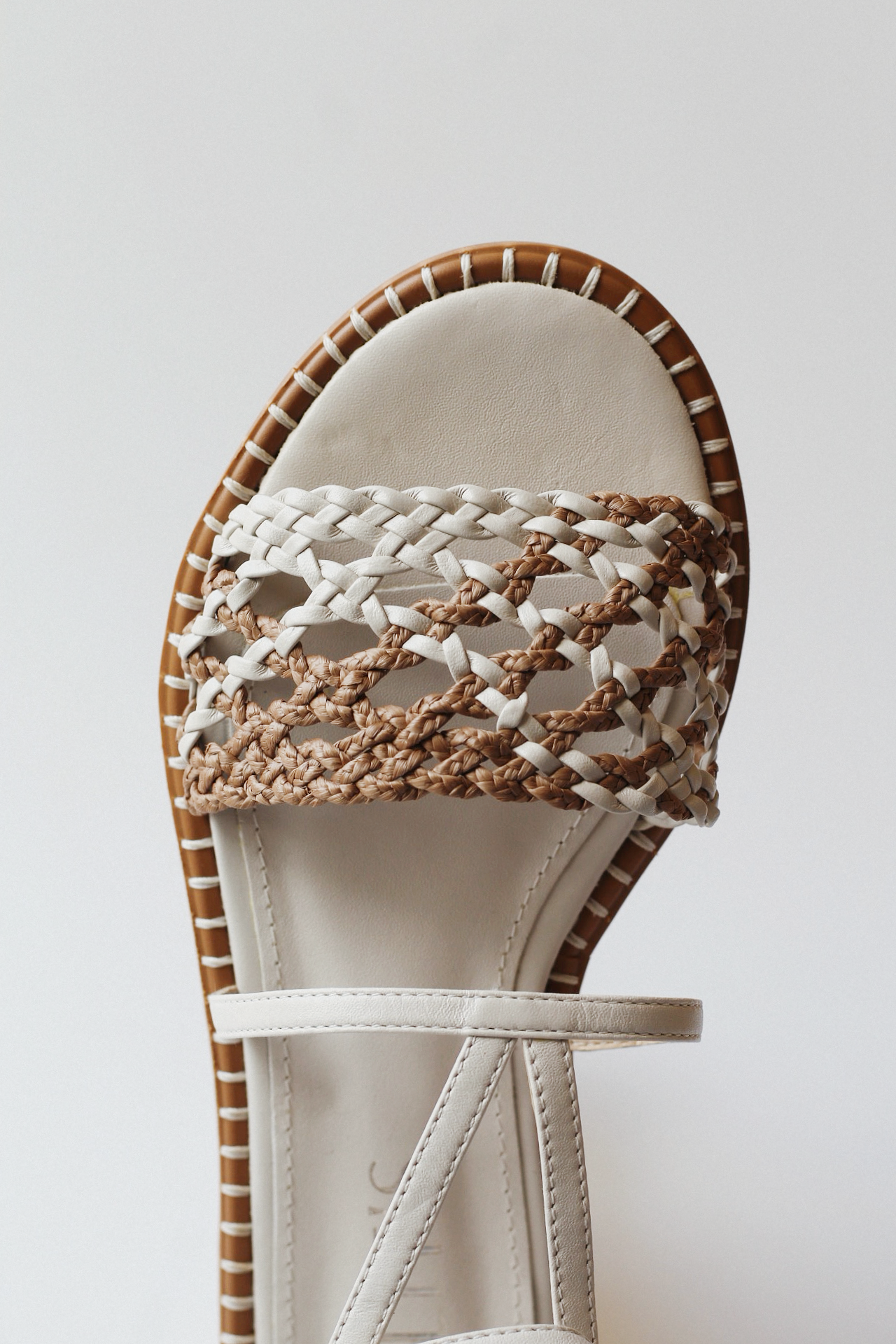 Isla sandal with braided detail and off-white raffia.