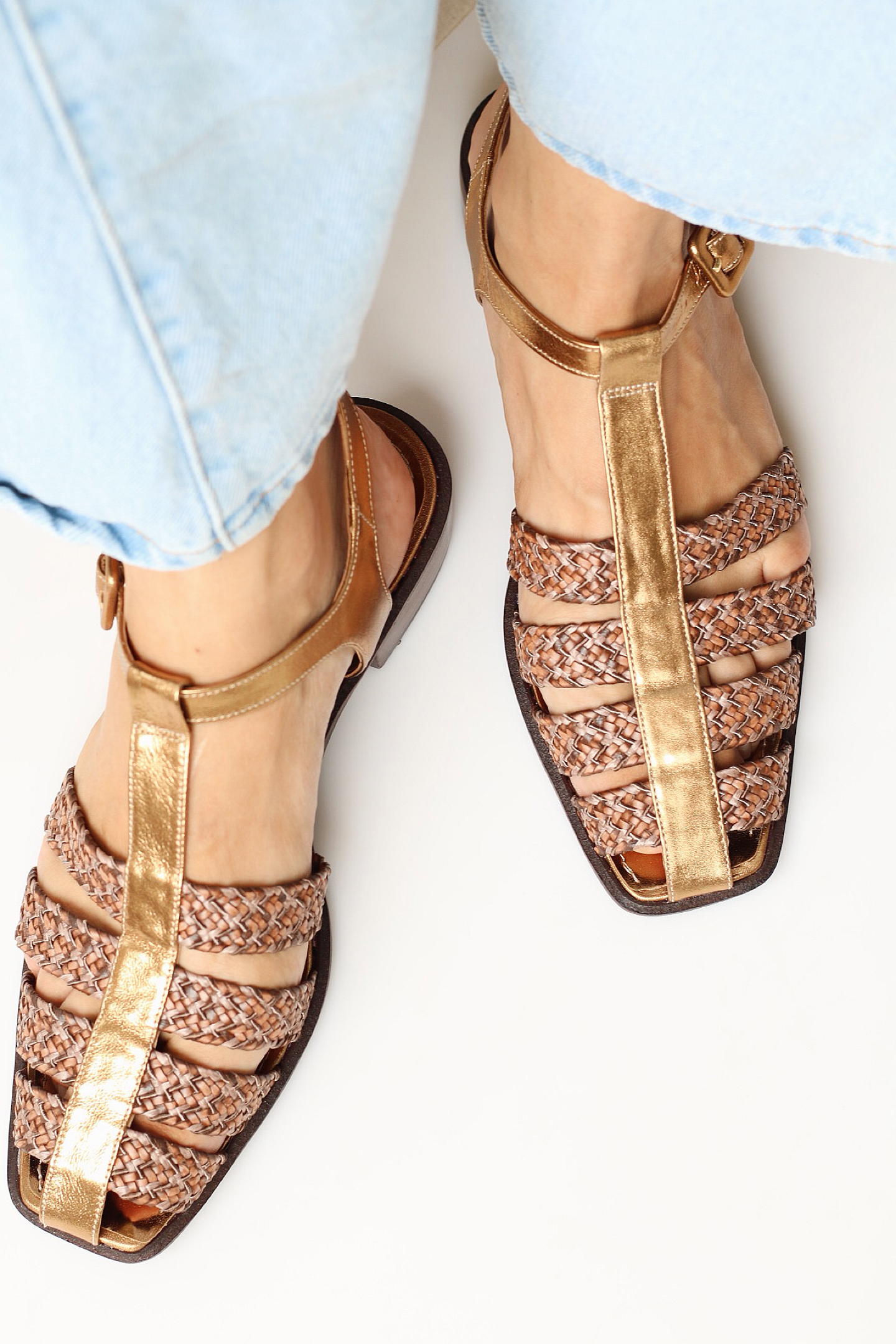 Fisherman Dalila leather and raffia