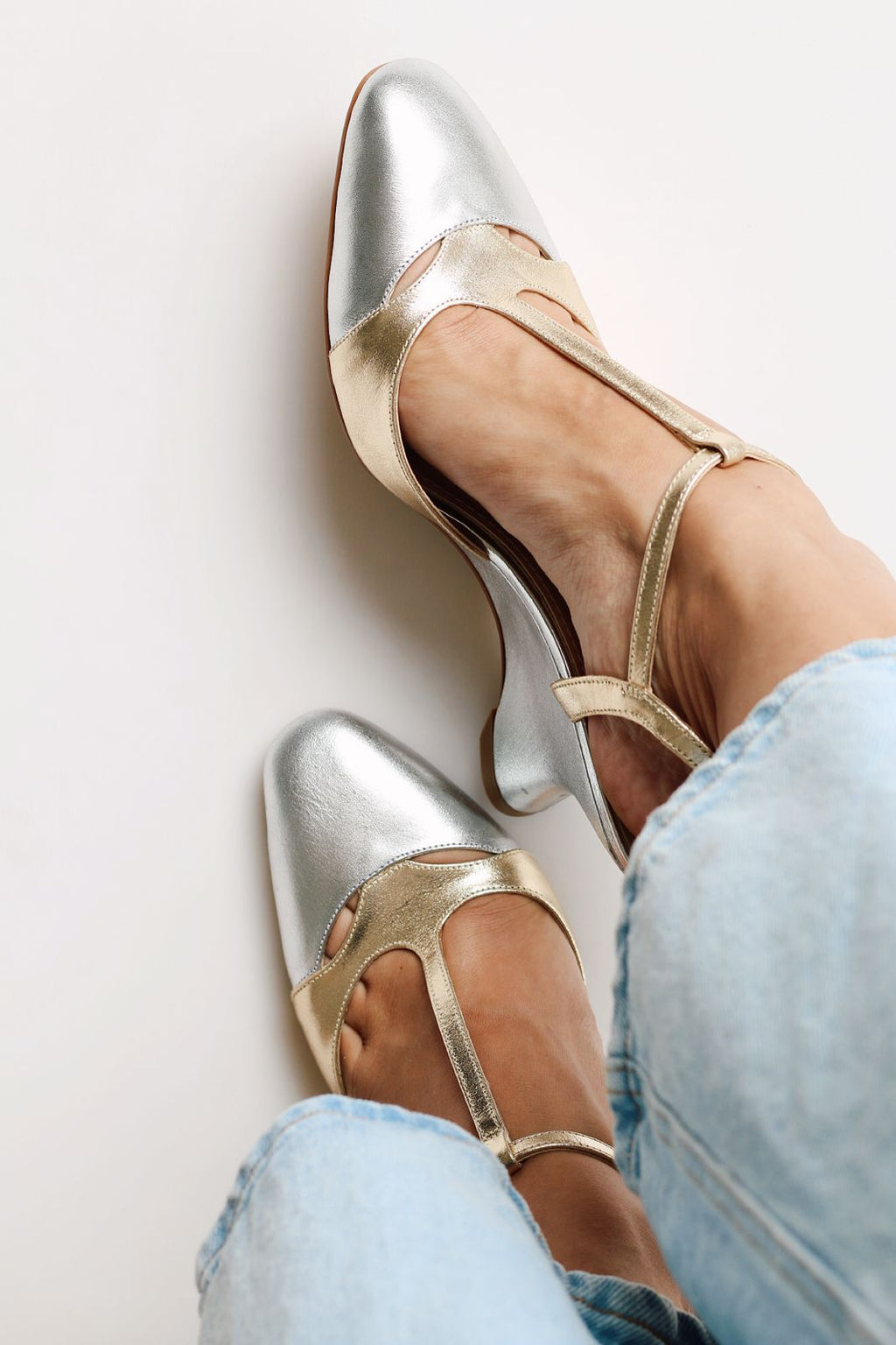 Mary Jane Fiorella two-tone metallic