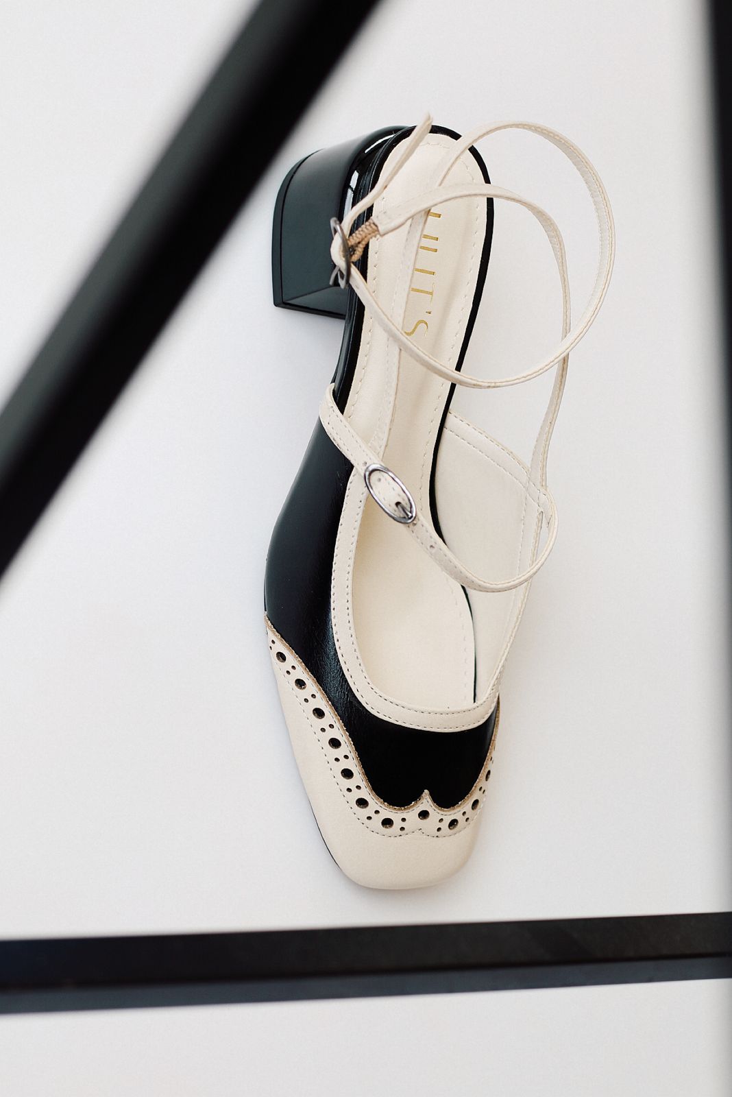 Slingback Cherry doll in black and white.