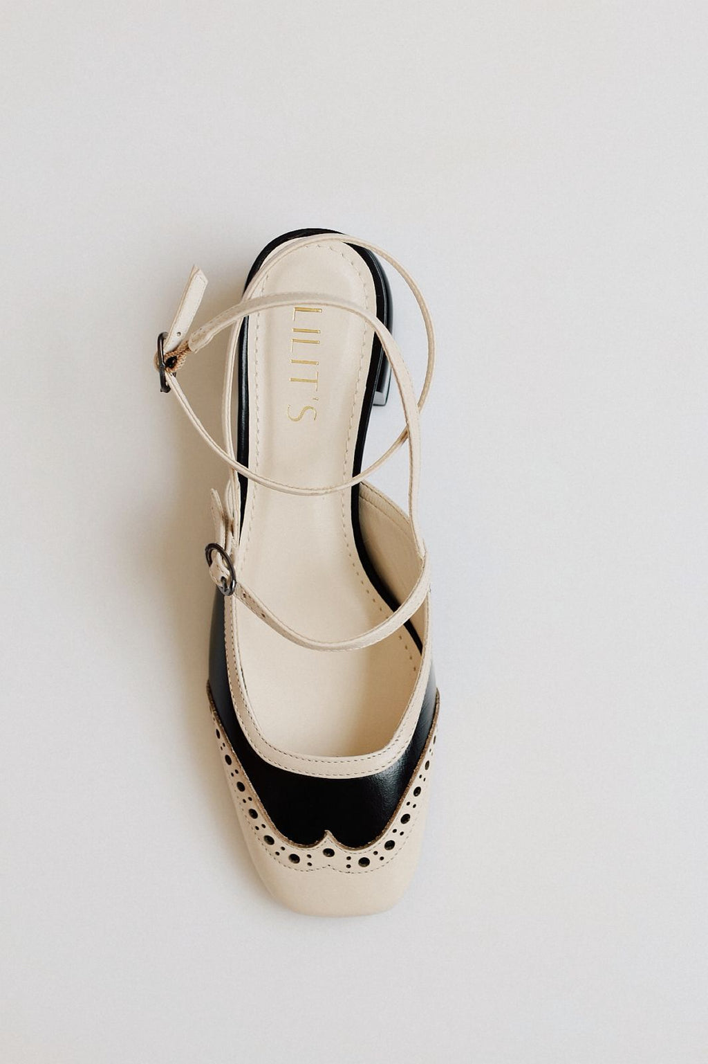 Slingback Cherry doll in black and white.