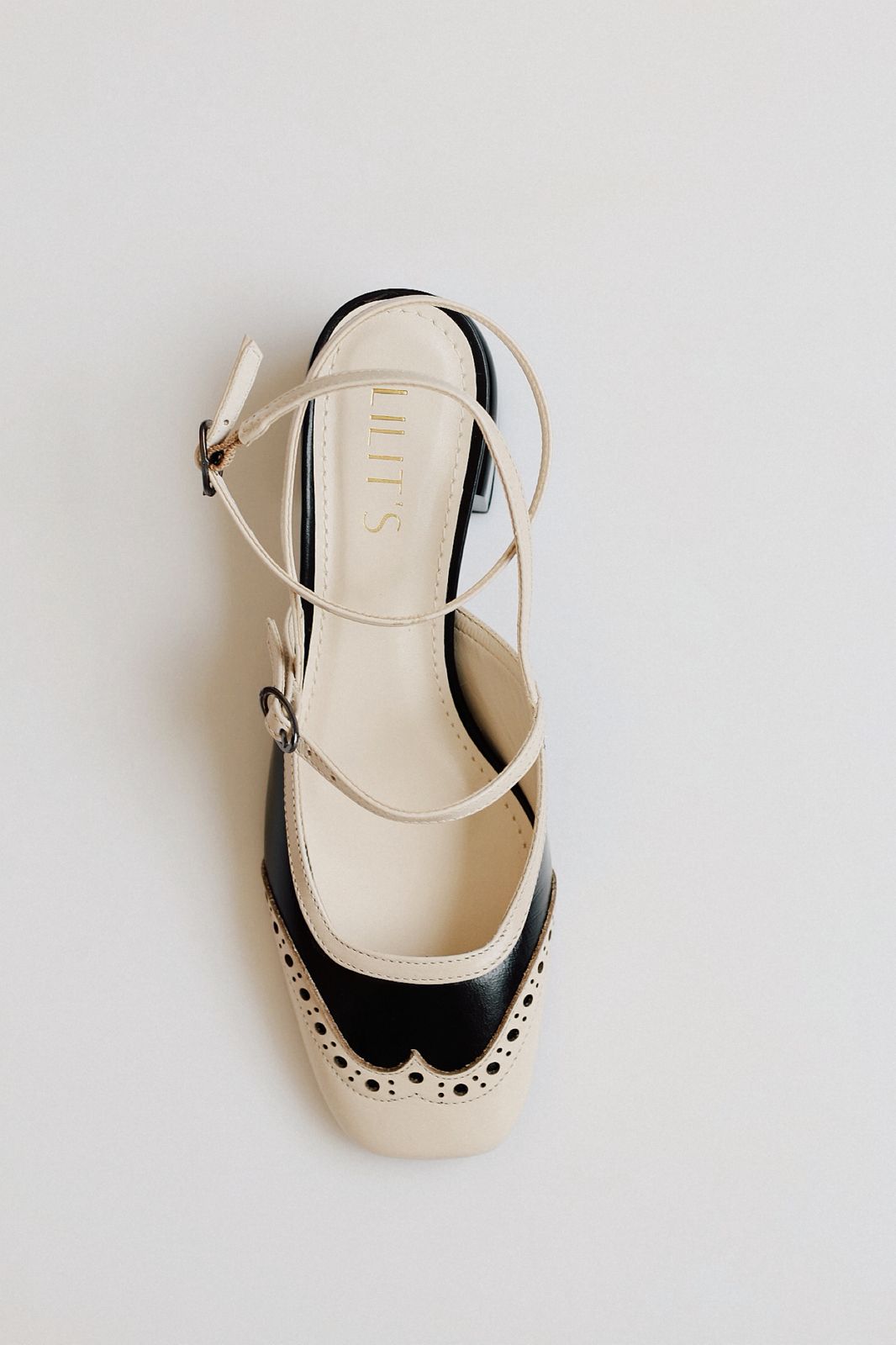 Slingback Cherry doll in black and white.