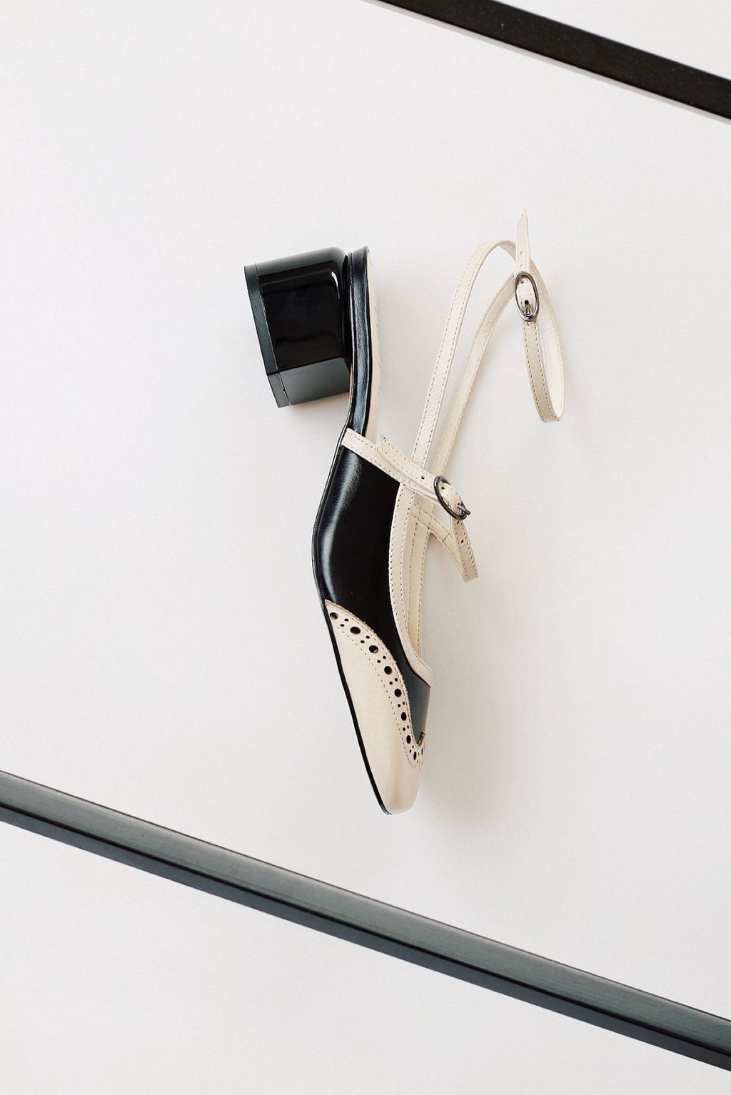 Slingback Cherry doll in black and white.
