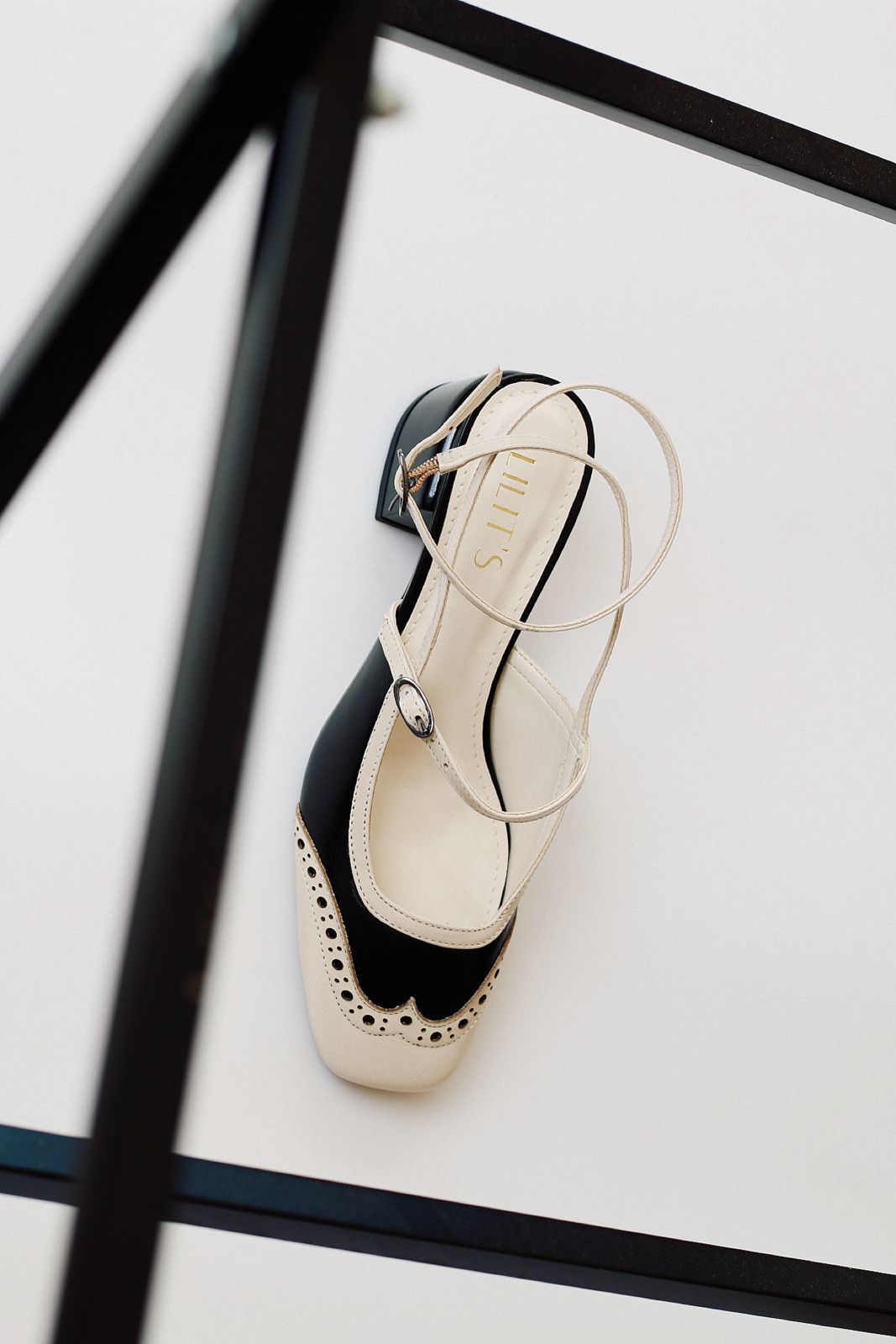 Slingback Cherry doll in black and white.