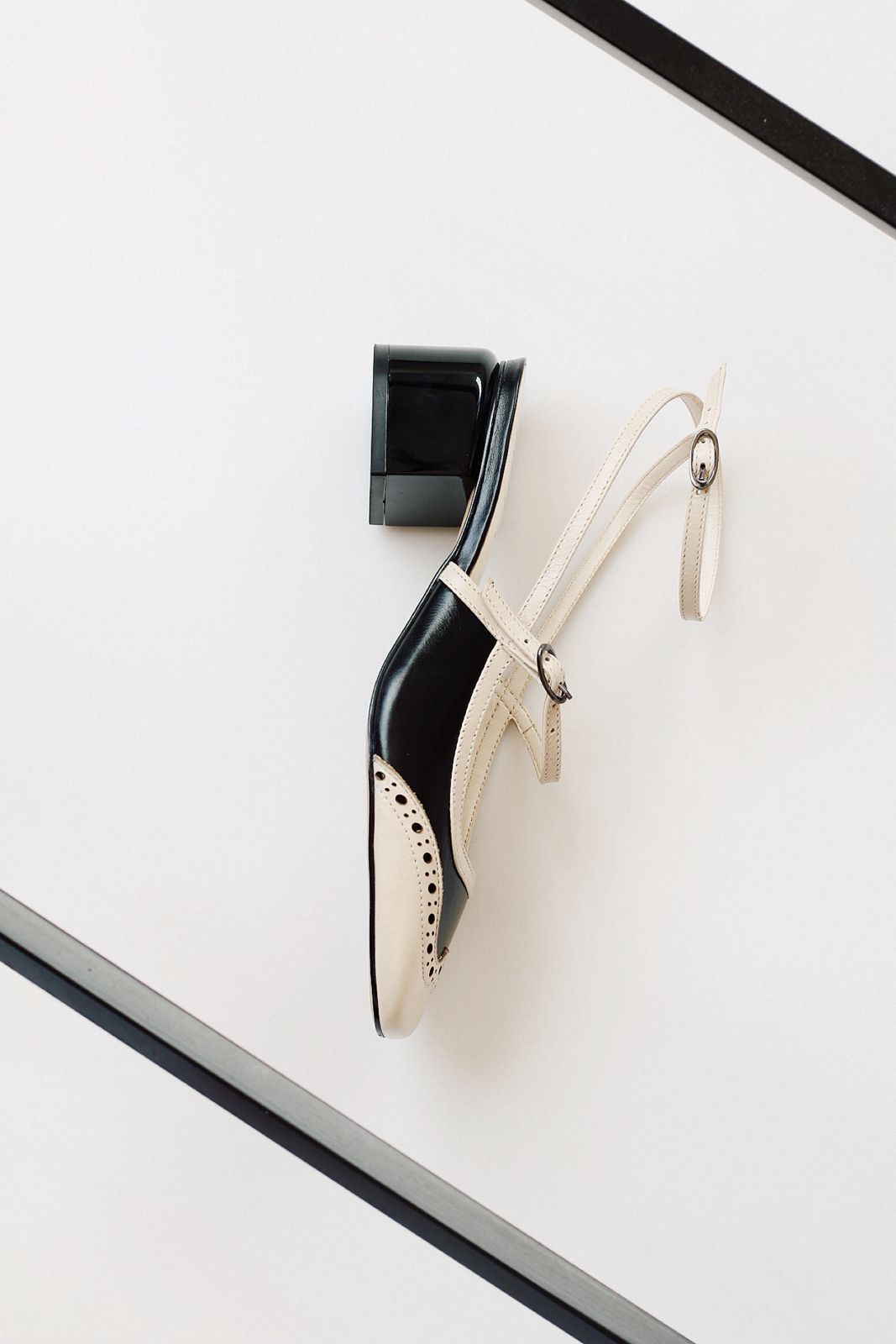 Slingback Cherry doll in black and white.