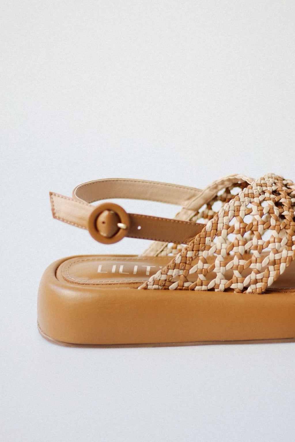 Flat Elise tressê bicolor ocrê e off white