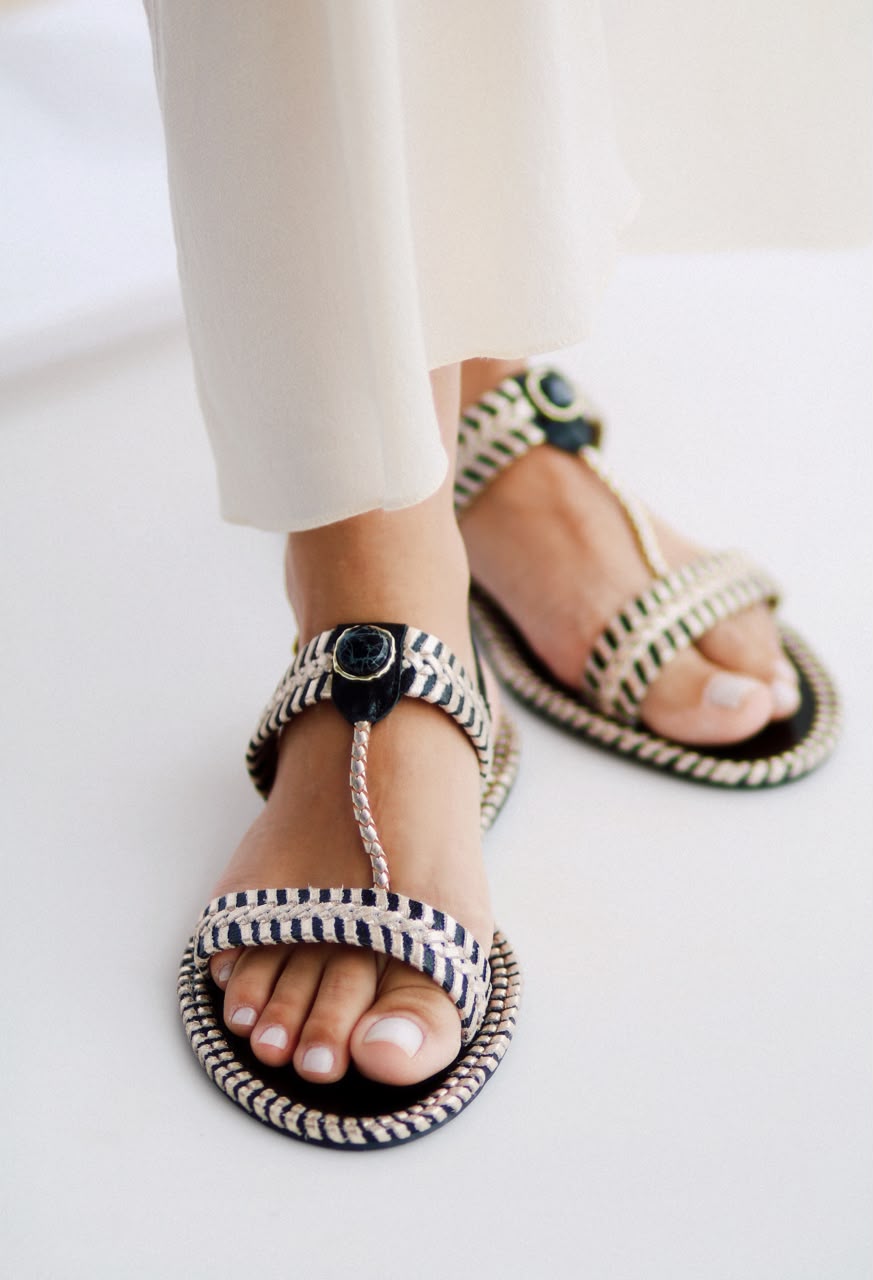 Sandália flat Athena em crochê