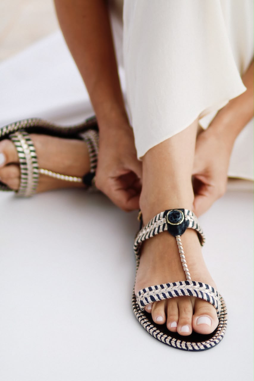 Sandália flat Athena em crochê