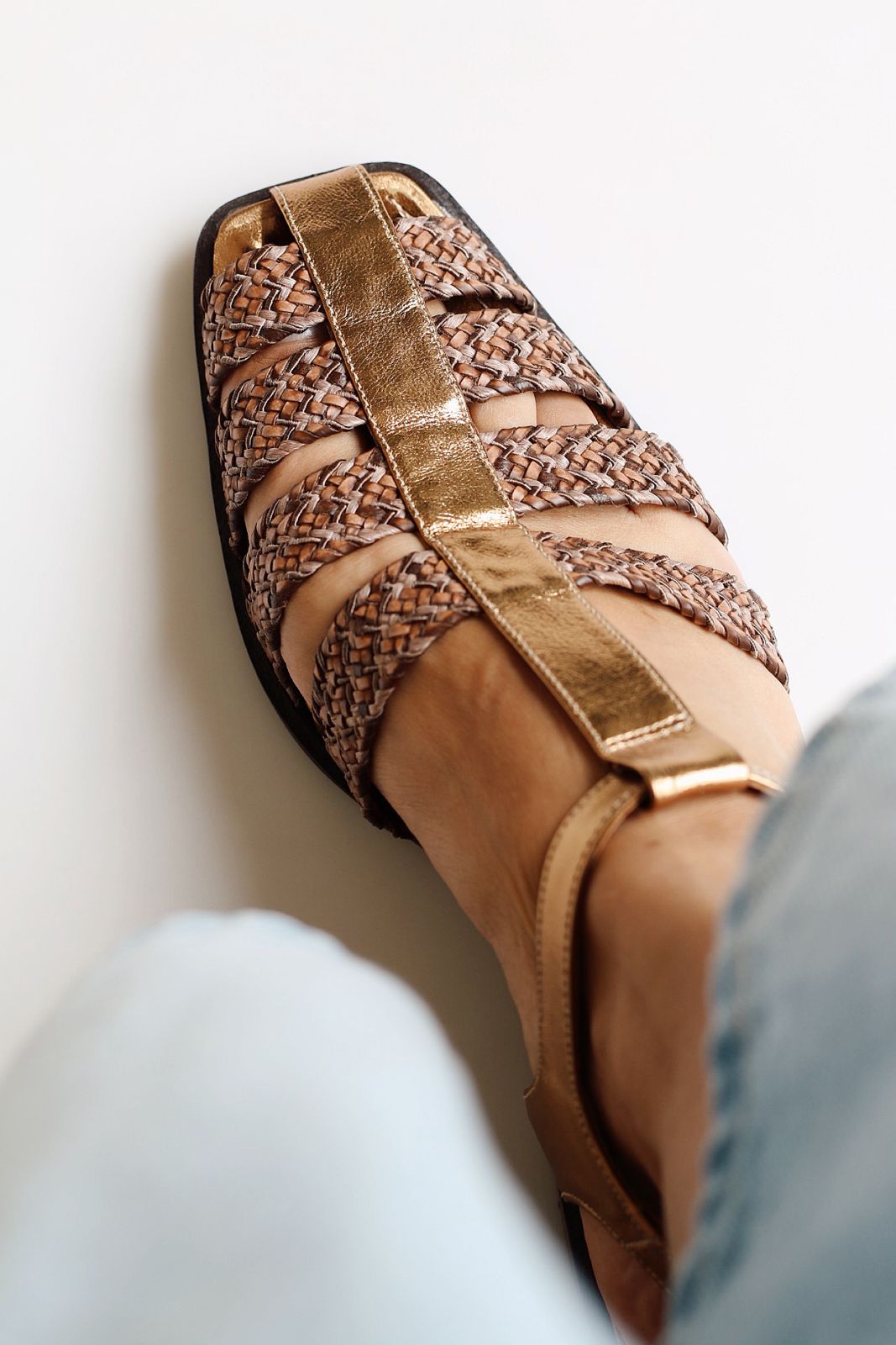 Fisherman Dalila leather and raffia