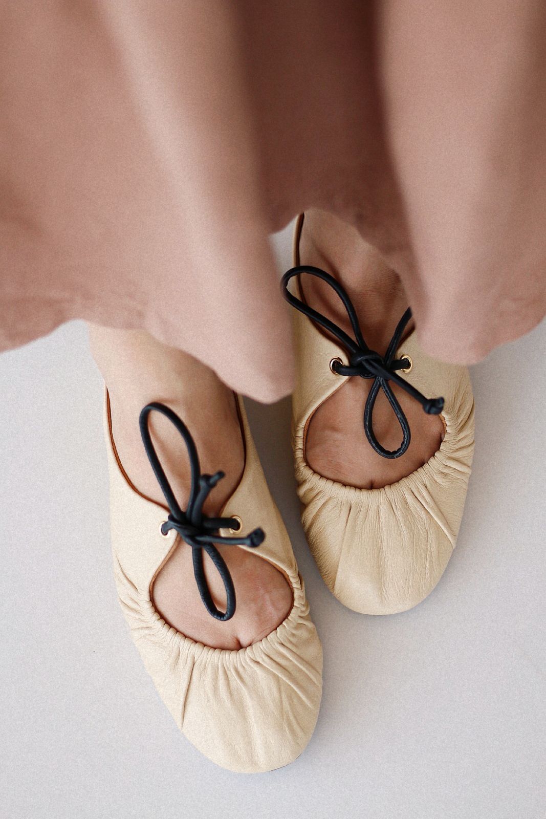 Florence ballerina, cream and black.